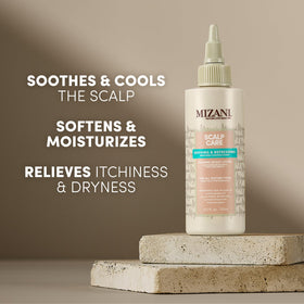 Mizani lotion pump and label close-up highlighting ingredient list and easy dispensing