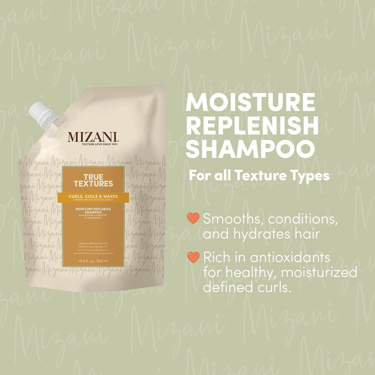 Mizani shampoo pouring and forming lather, demonstrates gentle cleansing benefit