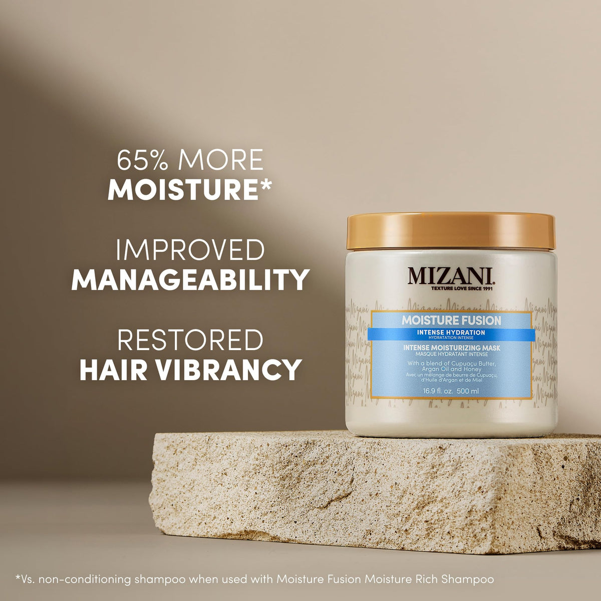Mizani close-up of creamy mask texture for rich moisture delivery