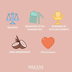 Mizani used on textured hair showing defined curls after wash