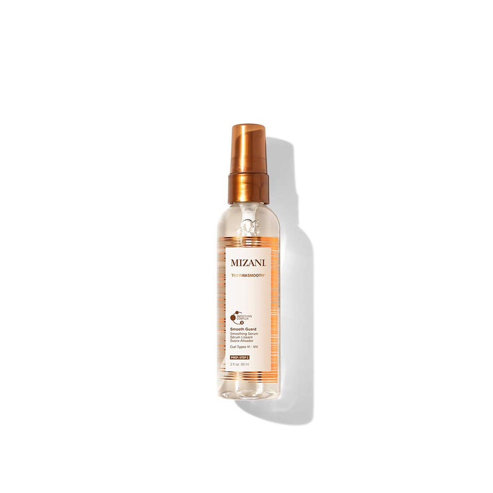 Mizani bottle front packaging showing label and benefit for heat protection
