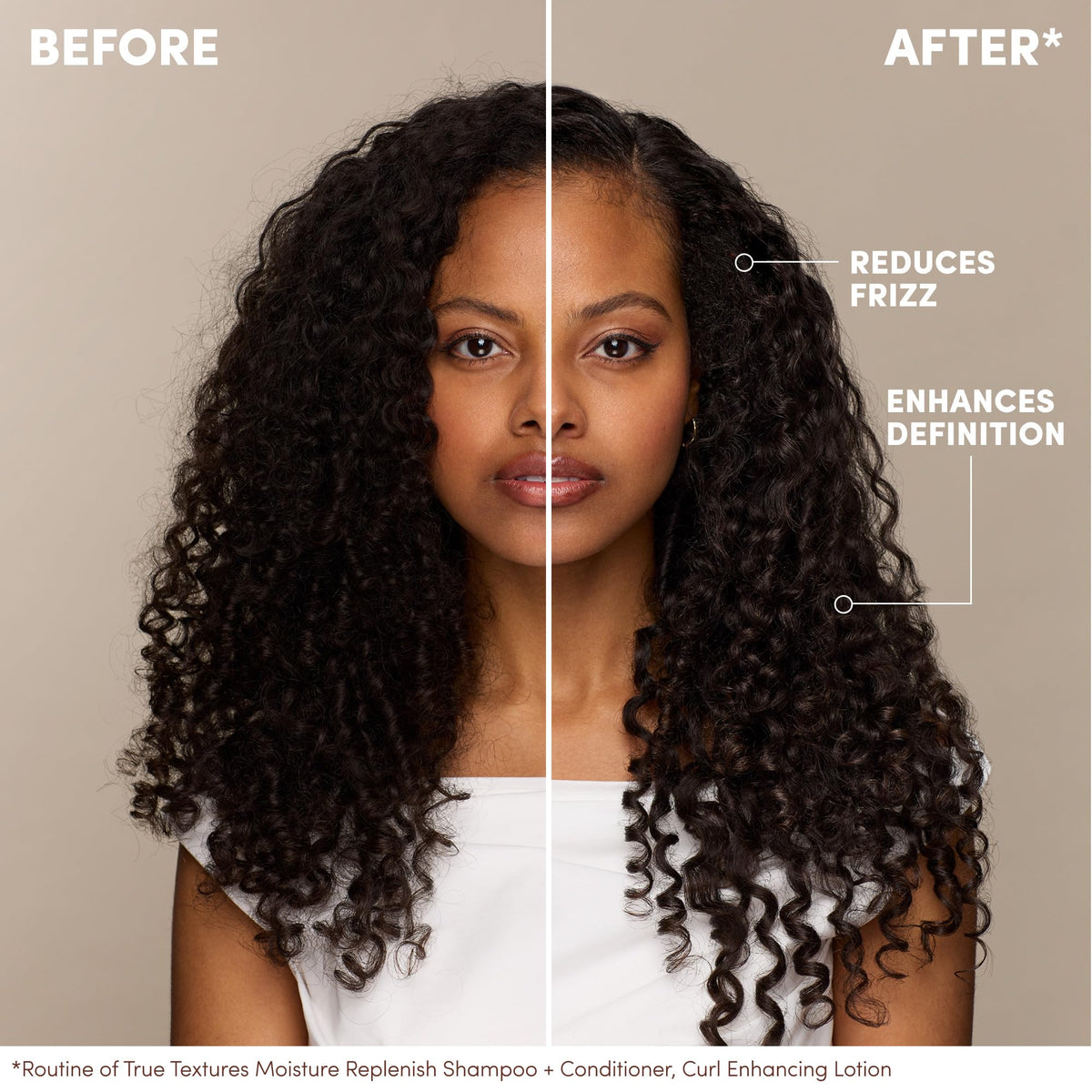 Mizani applied to damp hair demonstrating frizz control and definition