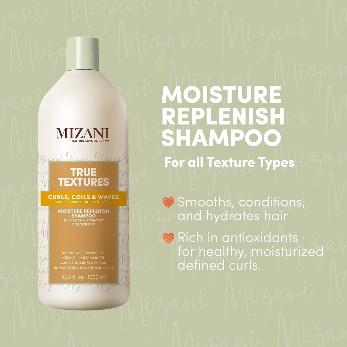 Mizani shampoo lather on curly hair demonstrating gentle cleanse