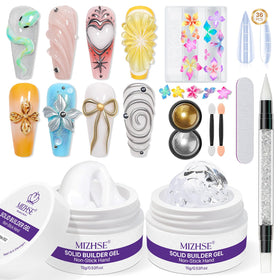 MIZHSE builder gel kit front view showing contents and Organized tools benefit