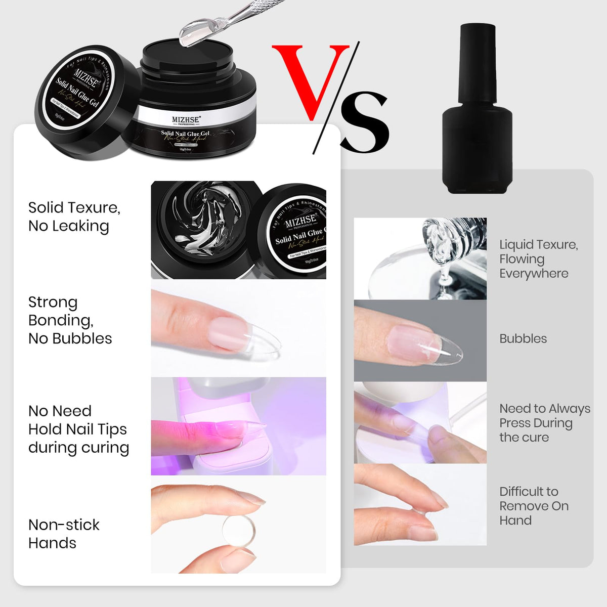 MIZHSE 8W mini LED lamp front view, fast curing for salon-quality results