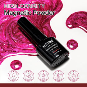 MIZHSE bottle close-up displaying magnetic gel texture and glossy neon pigment