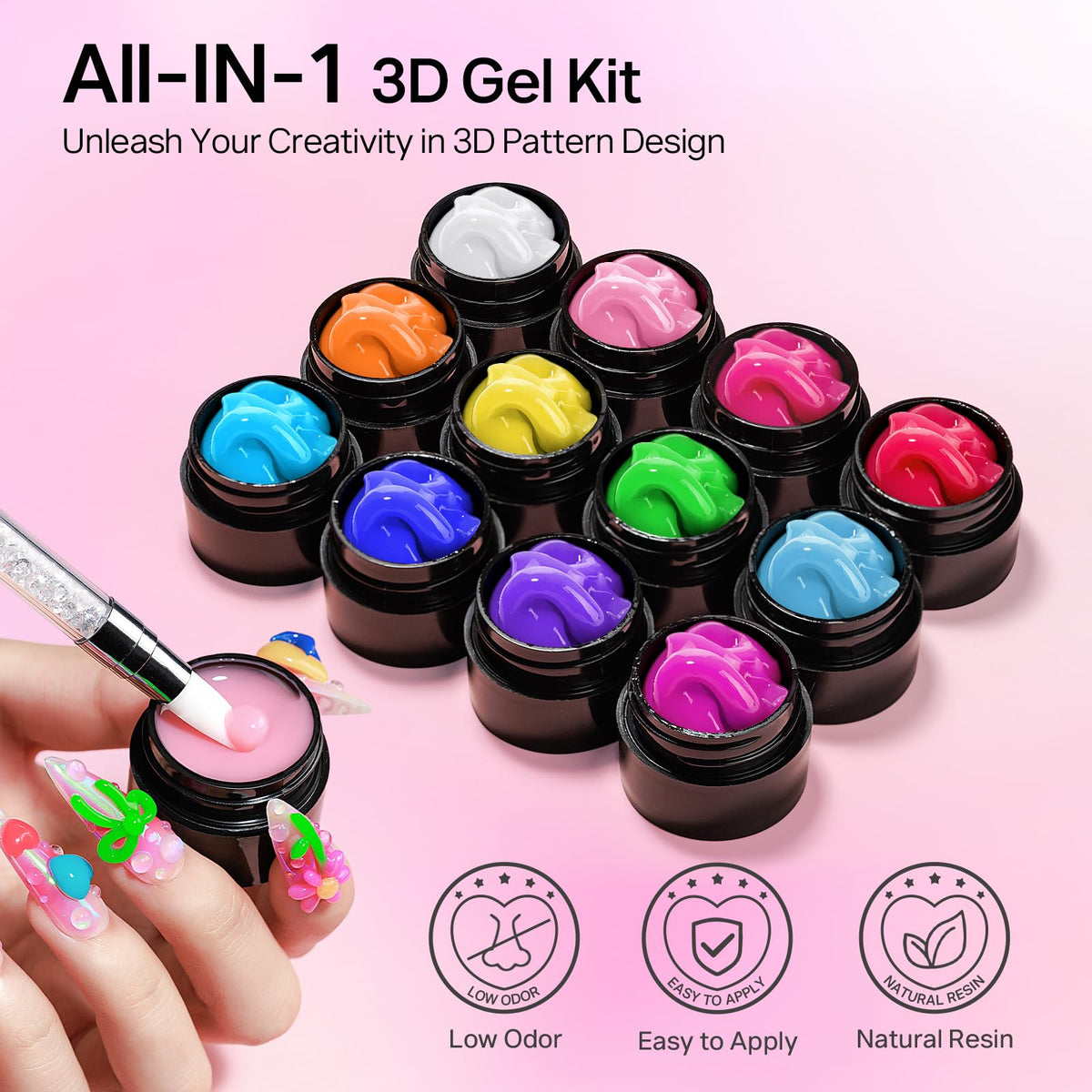 MIZHSE sculpting gel with chrome powder application, shows metallic finish option