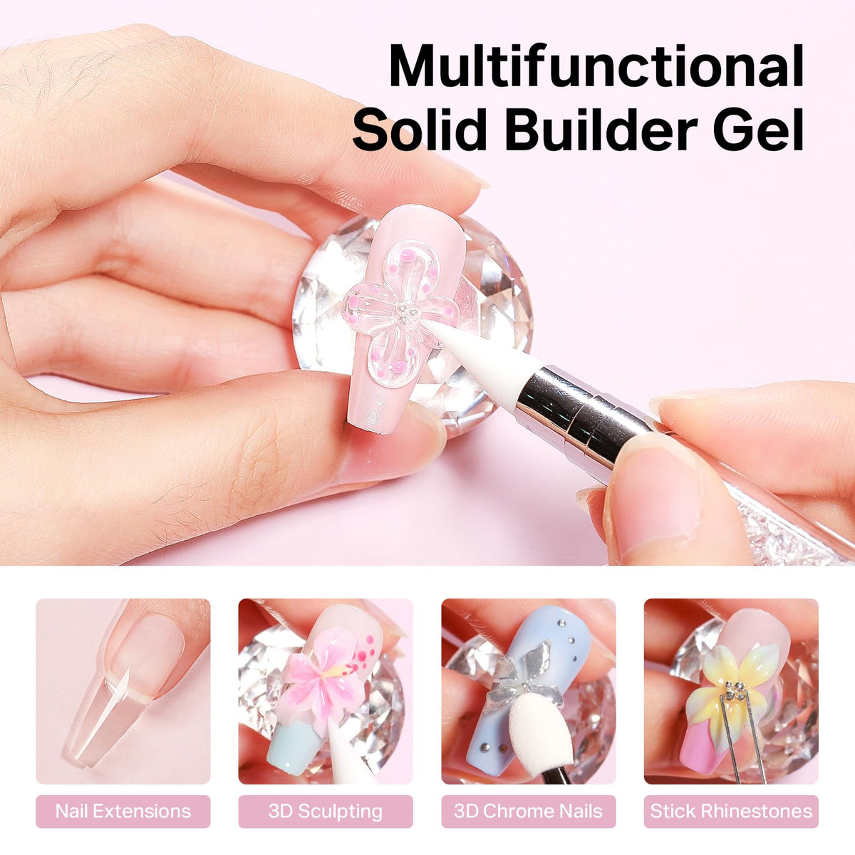 MIZHSE clear and white builder gel tubs top view, easy shaping benefit