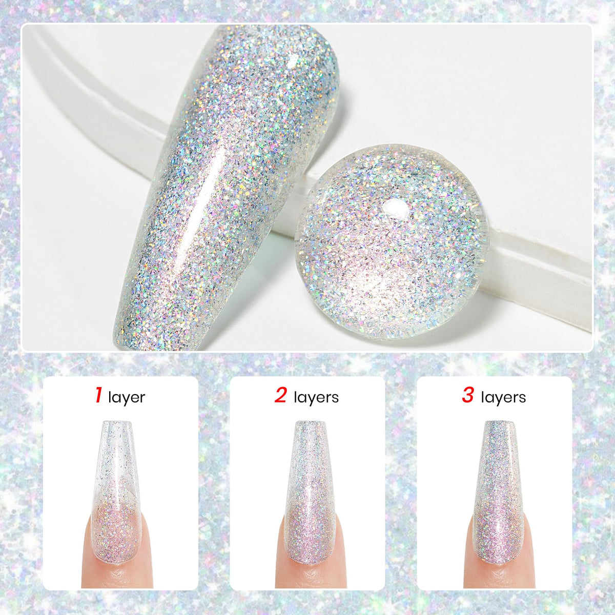 MIZHSE close-up glitter texture revealing iridescent sparkle benefit