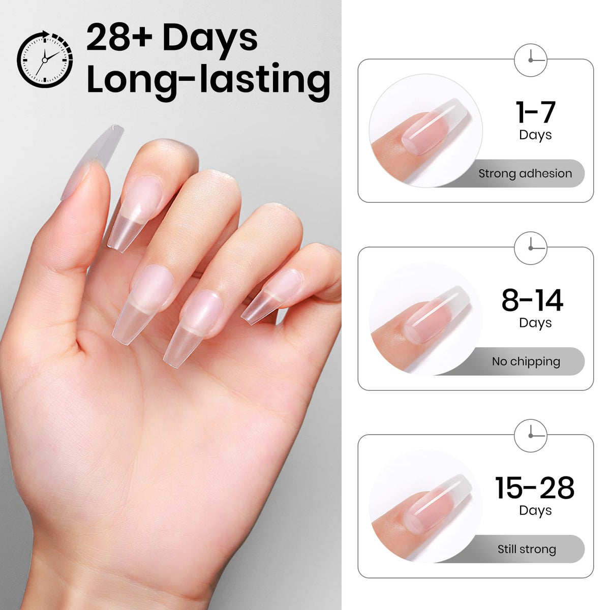 MIZHSE cured press-on tip closeup, smooth bond and long-lasting finish