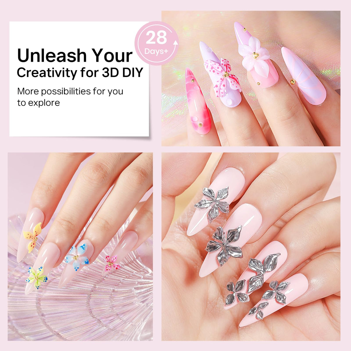 MIZHSE finished 3D flower on nail closeup, textured decorative detail