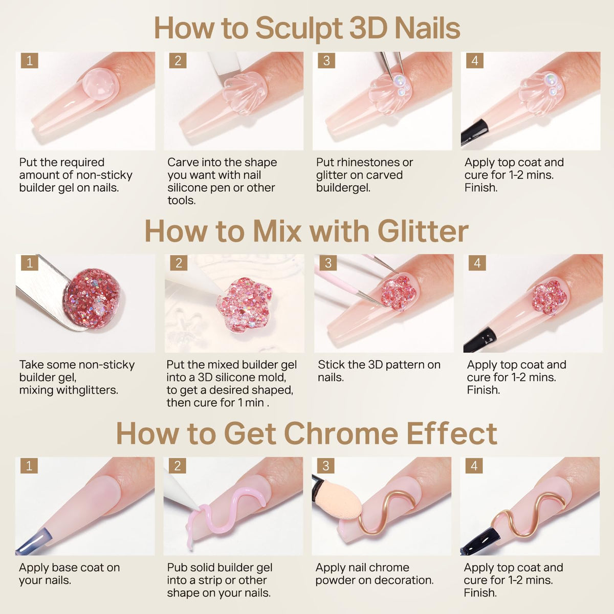 MIZHSE completed 3D nail art on hands in lifestyle scene highlighting durable shine