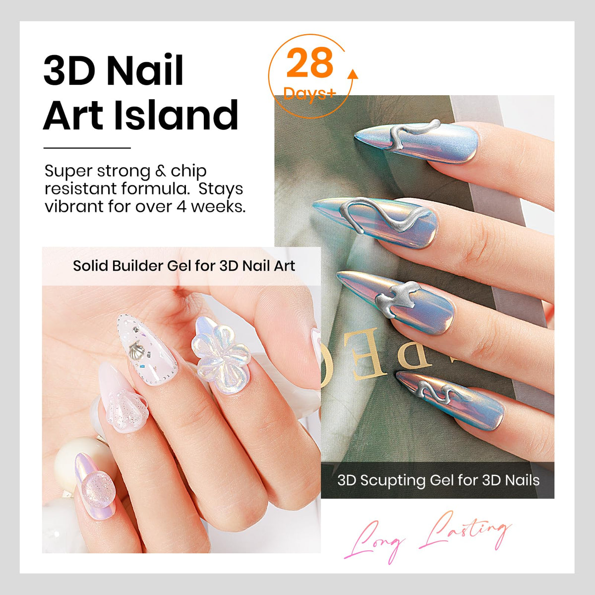 MIZHSE finished 3D nail design styled to show wearable result