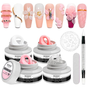 MIZHSE front packaging showing four solid builder gel pots and accessories for quick setup