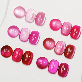 MIZHSE front packaging showing six pink cat-eye gel bottles for vibrant manicures