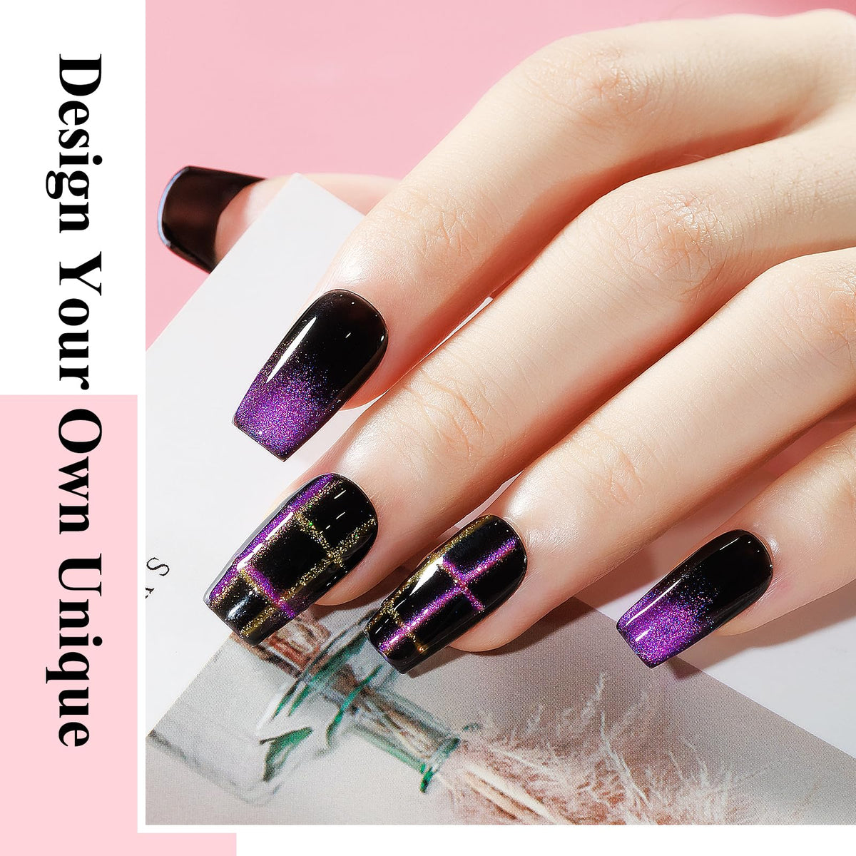 MIZHSE galaxy effect on acrylic tips highlighting multi-dimensional shine