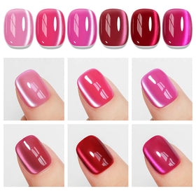 MIZHSE finished manicure at a party setting showing eye-catching pink nails