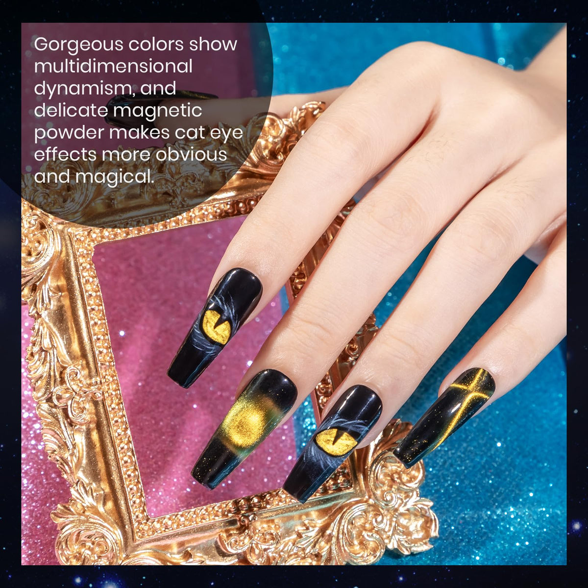 MIZHSE magnet stick held over nail to form a precise cat eye for striking accents