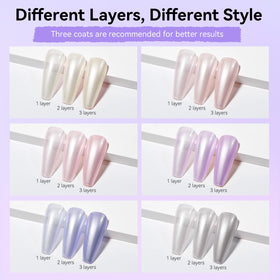 MIZHSE pearlescent swatches lined up to show shade range and shimmer