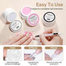 MIZHSE pink builder gel close-up demonstrating natural-looking full-coverage extension