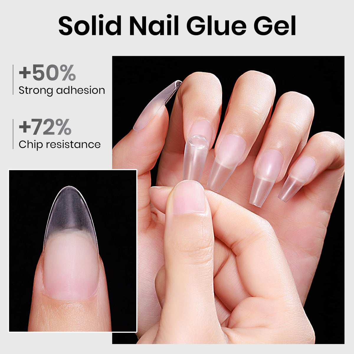 MIZHSE gel texture close-up illustrating non-sticky formula and easy pickup