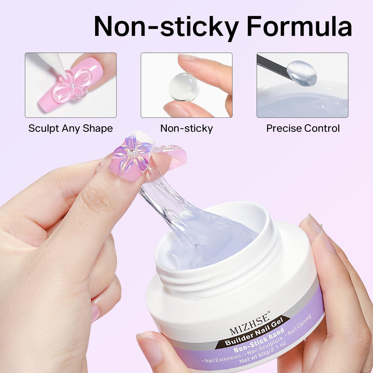 MIZHSE solid gel close-up showing pliable texture for sculpting