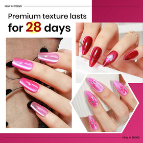 MIZHSE color swatches fan showing six neon pink shades and reflective stripe