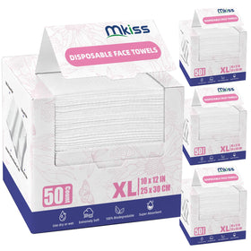 MKISS front packaging showing 200-count large face towels and value benefit