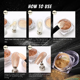 MKNZOME powder rubbed on nail chip demonstrating how pigments create mirror-like shine