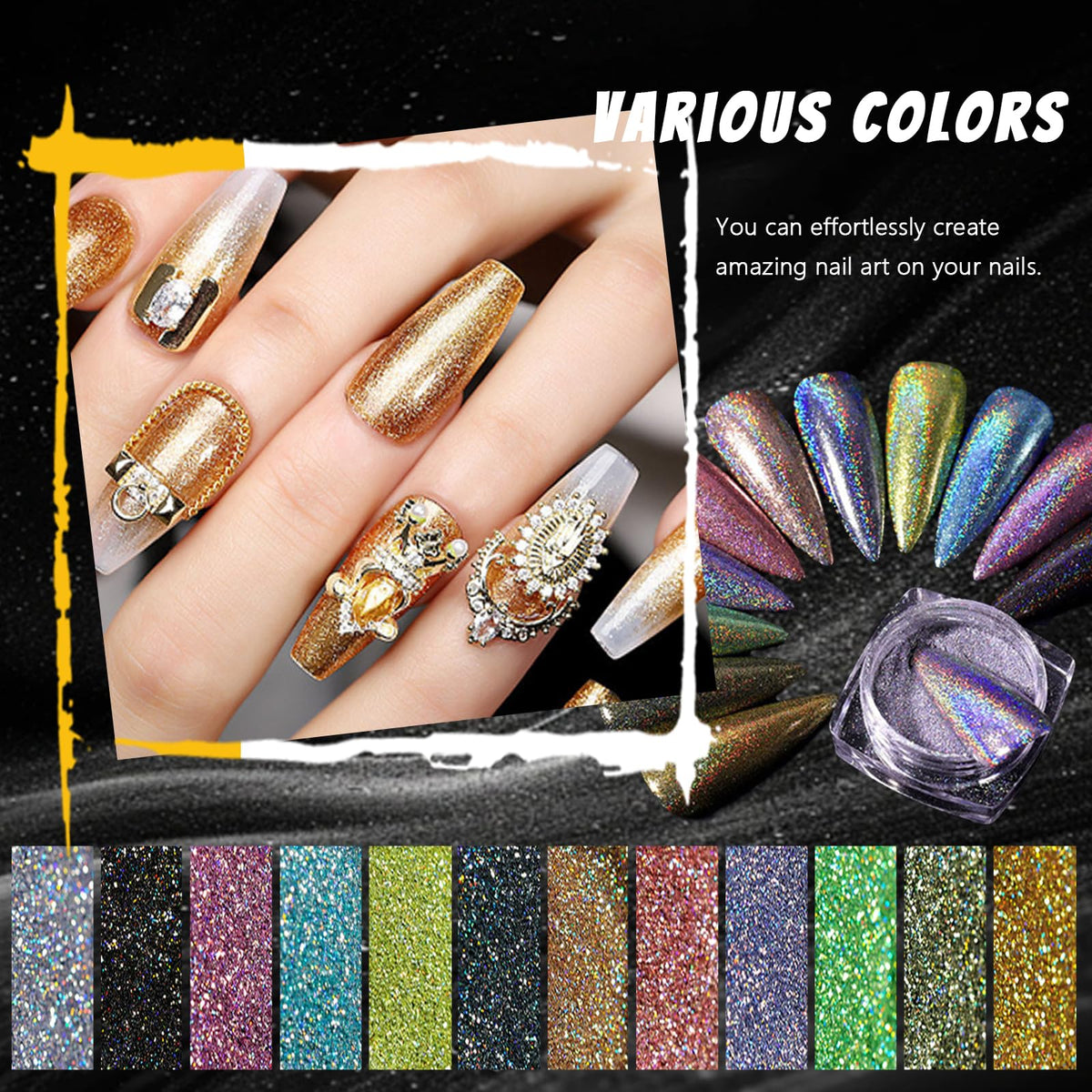 MKNZOME swatch collection of rainbow chrome shades offering versatile neon color options