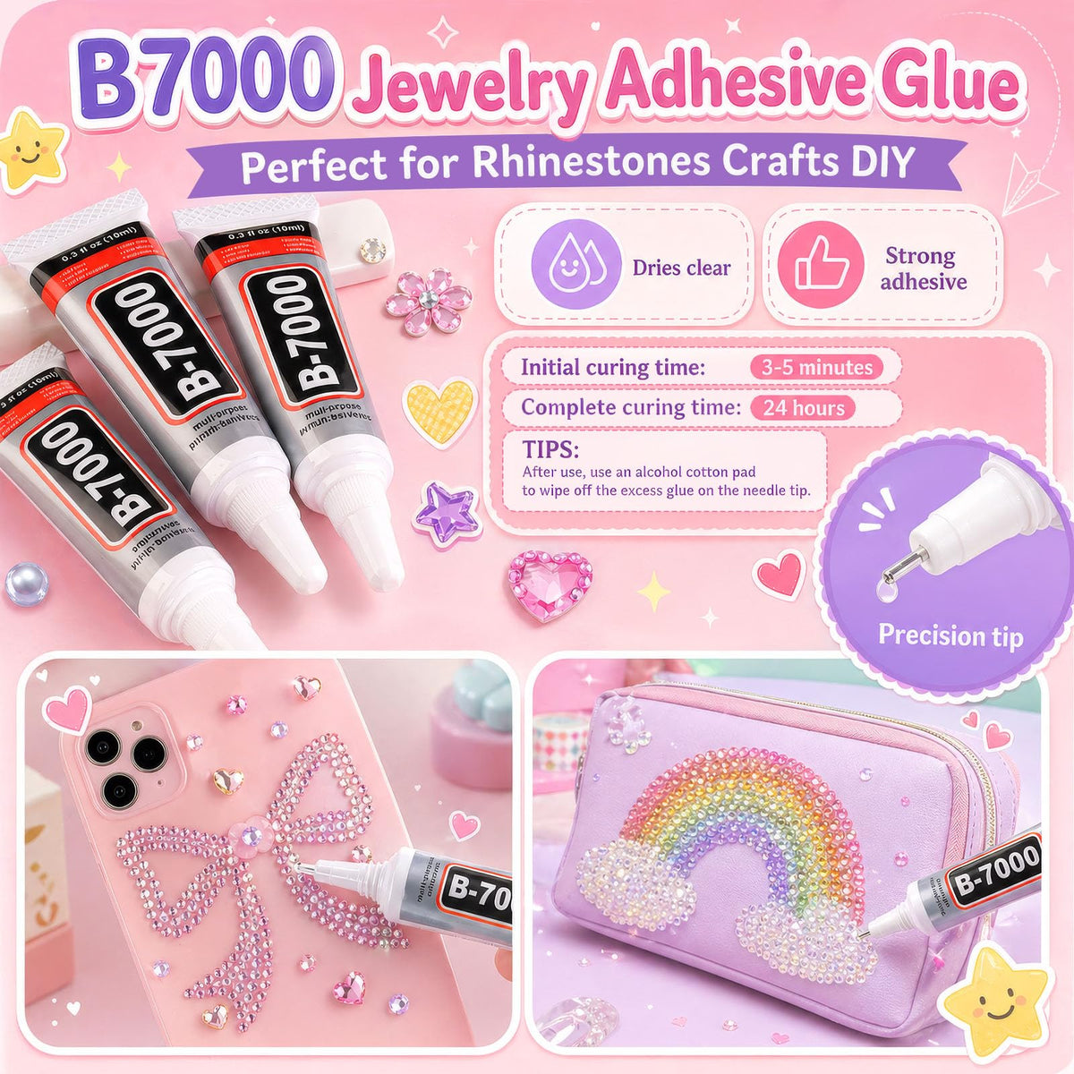 Mkoeveng tweezers and pickup pen arranged for precise rhinestone placement