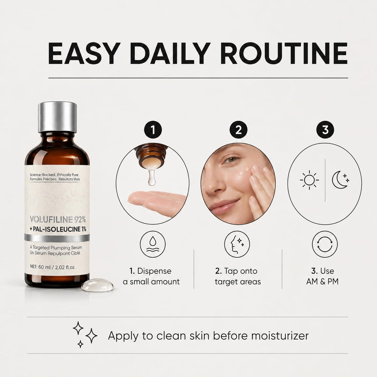 MKSUVGQ styled bathroom shelf with serum to show everyday routine benefit