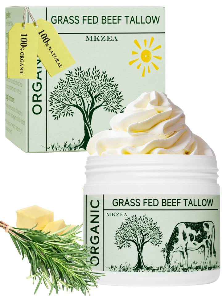 mkzea jar front view showing whipped beef tallow moisturizer and packaging benefit: clear product identity
