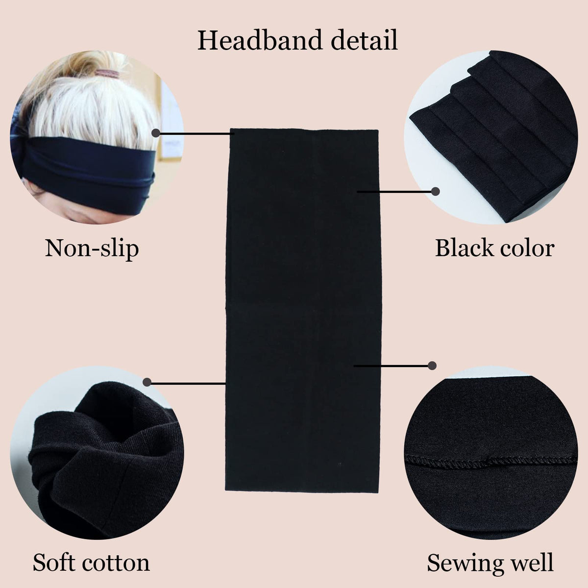 MLMOMVME headband folded narrow on wrist to show styling flexibility