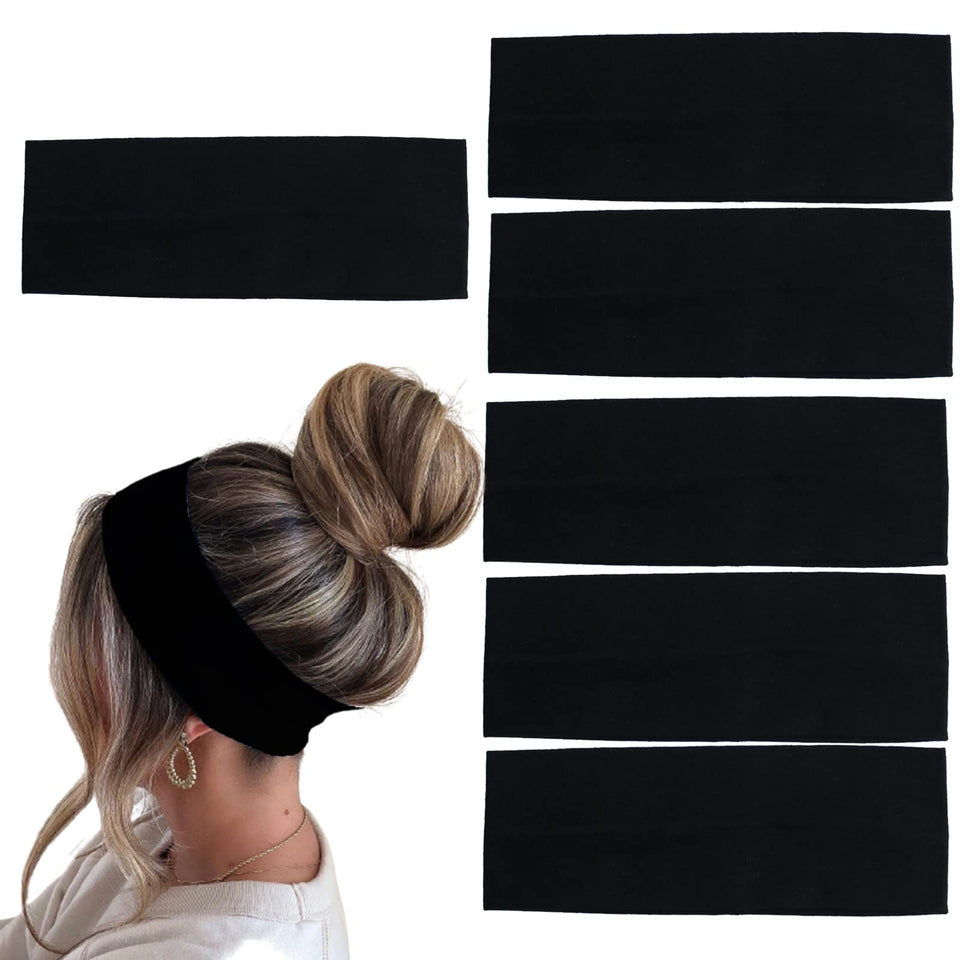 MLMOMVME front pack of six black headbands showing value and style