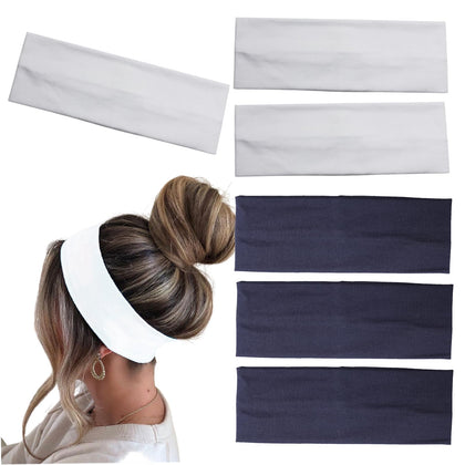 MLMOMVME front view of six headbands showing navy and white, easy outfit matching