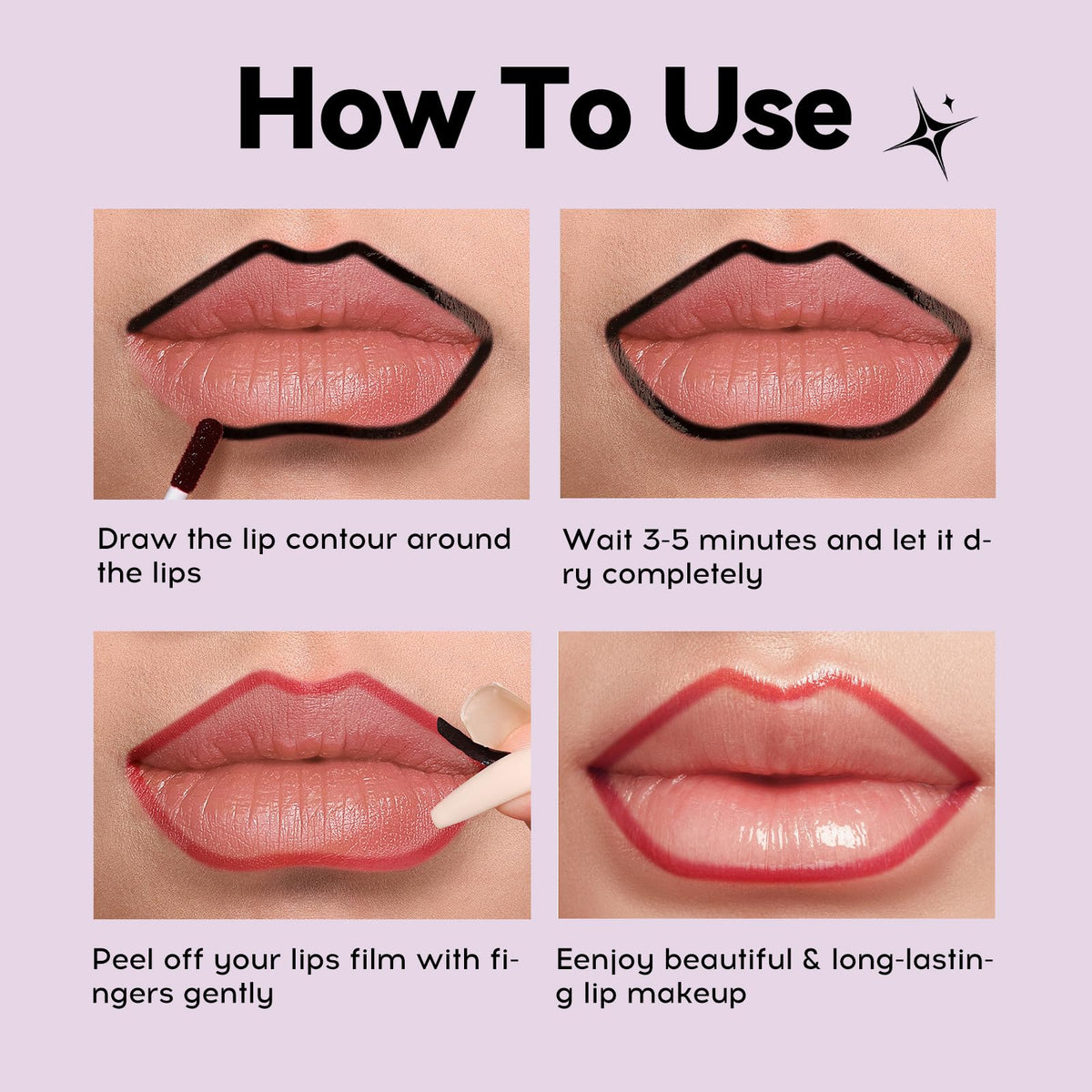 MLSMILE application demo on lips illustrating easy removal and precise liner