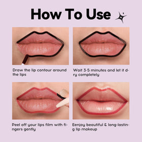MLSMILE application demo on lips illustrating easy removal and precise liner