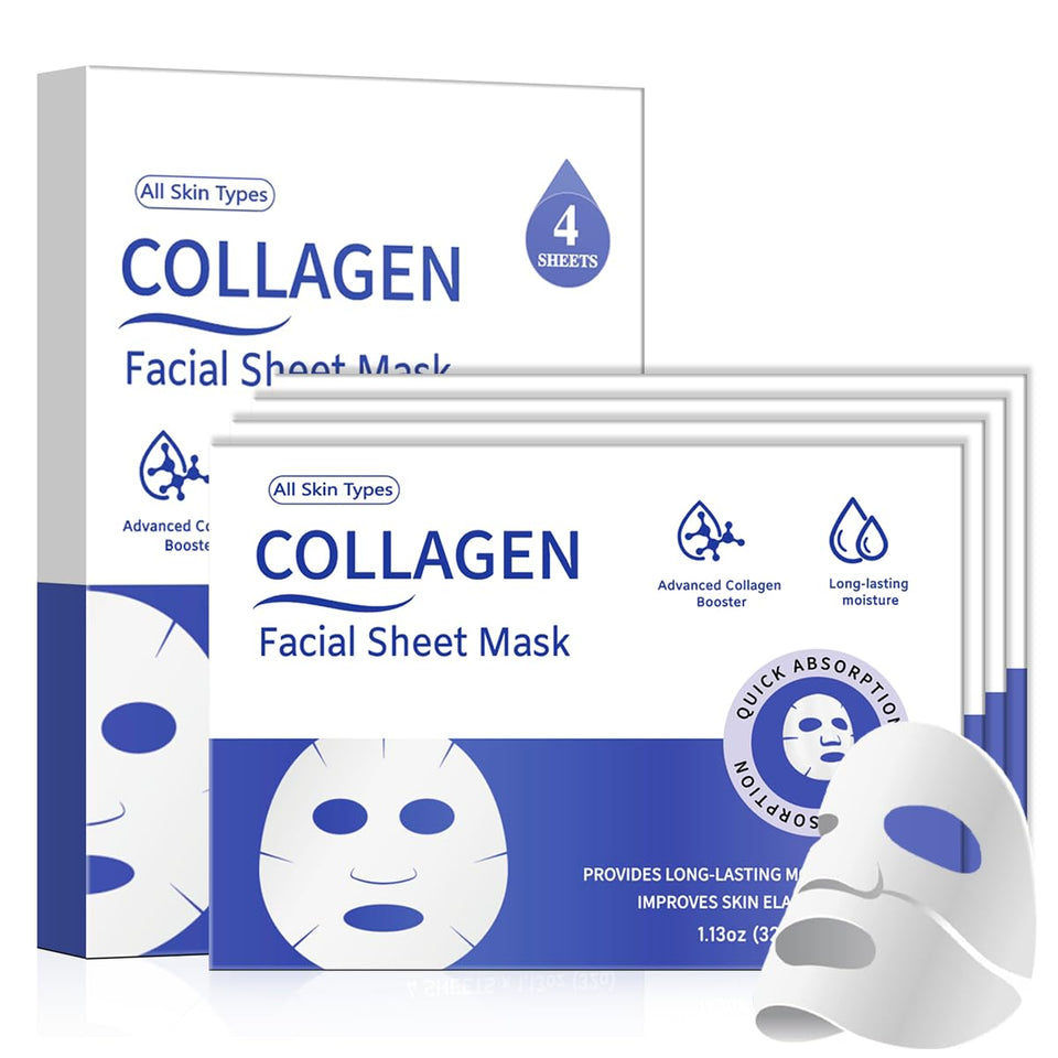 MMV front packaging showing four collagen gel masks and benefits