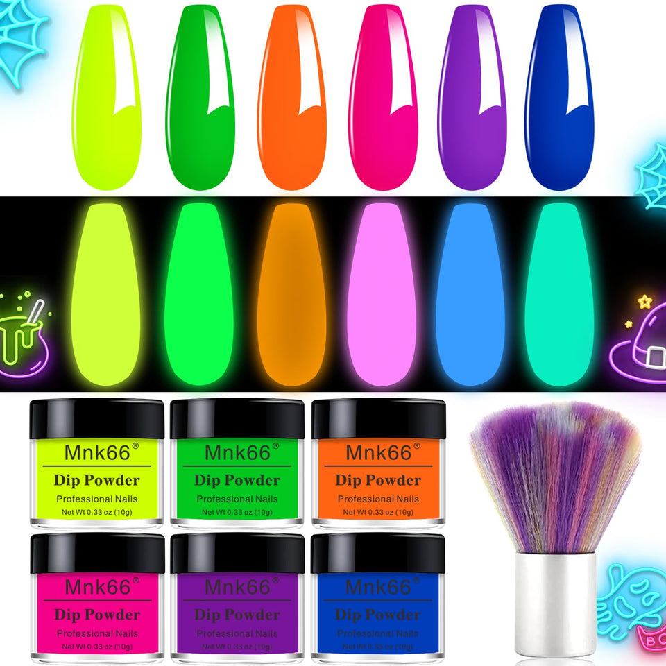 Mnk66 front packaging showing six glow powders and kit convenience