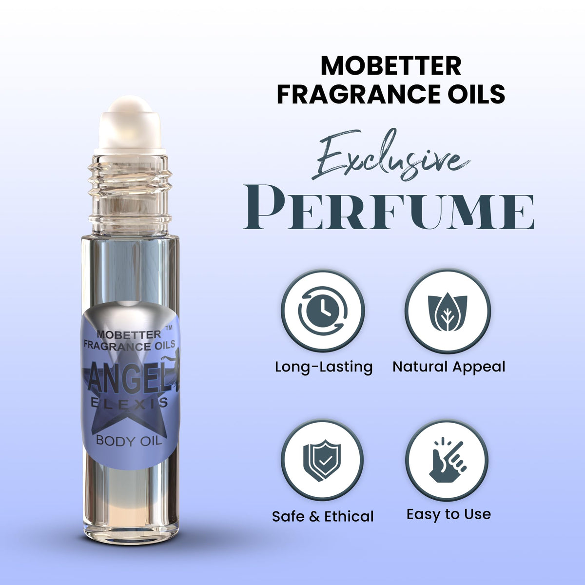 MOBETTER FRAGRANCE OILS closeup of oil texture showing rich, alcohol‑free formula benefit