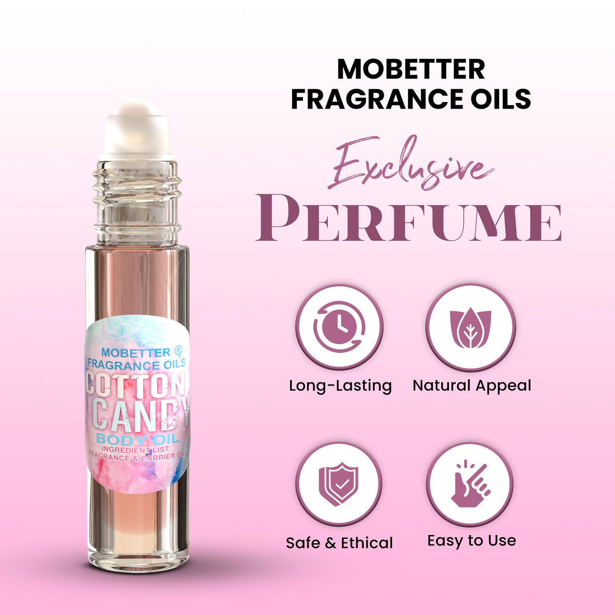 MOBETTER FRAGRANCE OILS metal rollerball close-up delivering precise, mess-free application