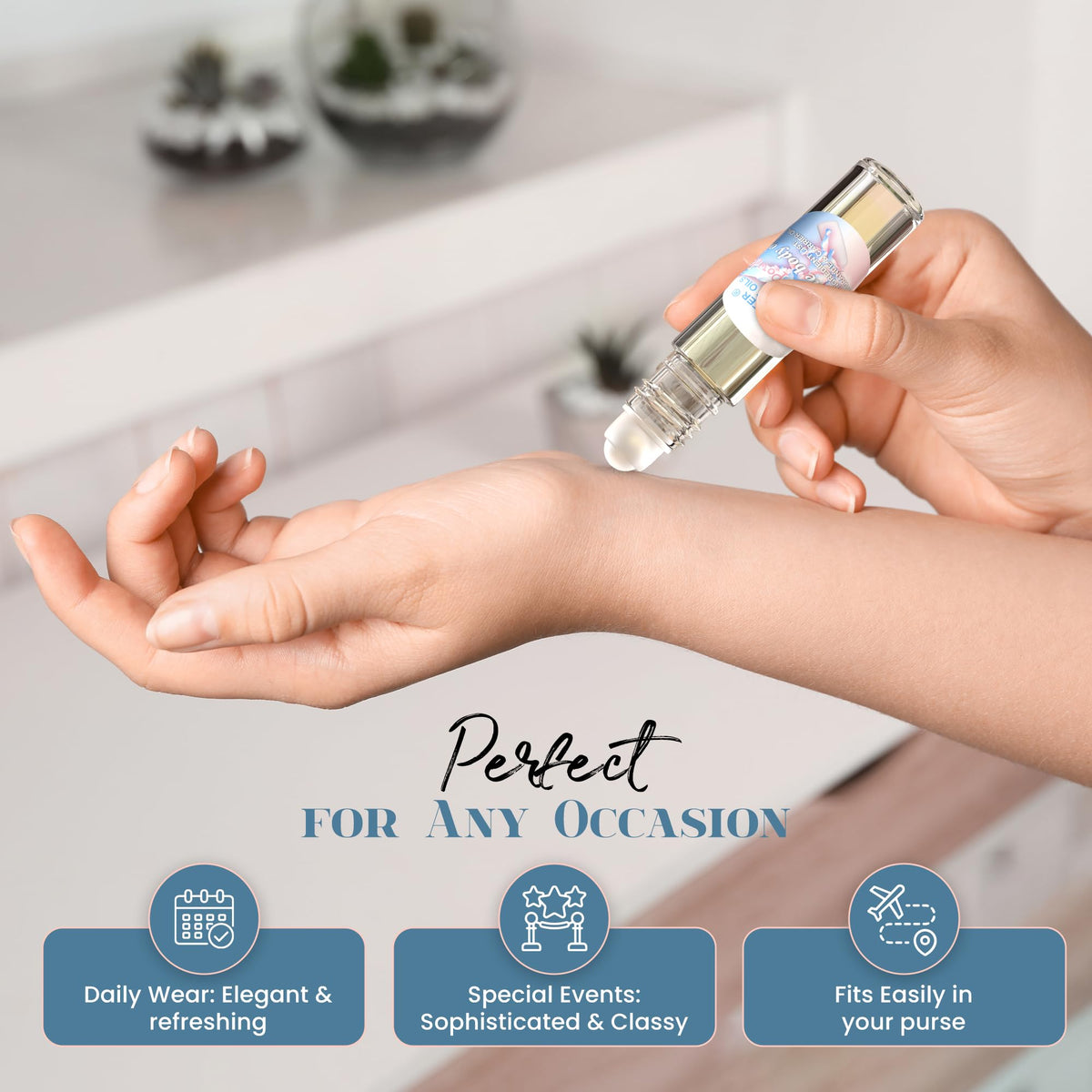 MOBETTER FRAGRANCE OILS next to a hand showing compact size advantage