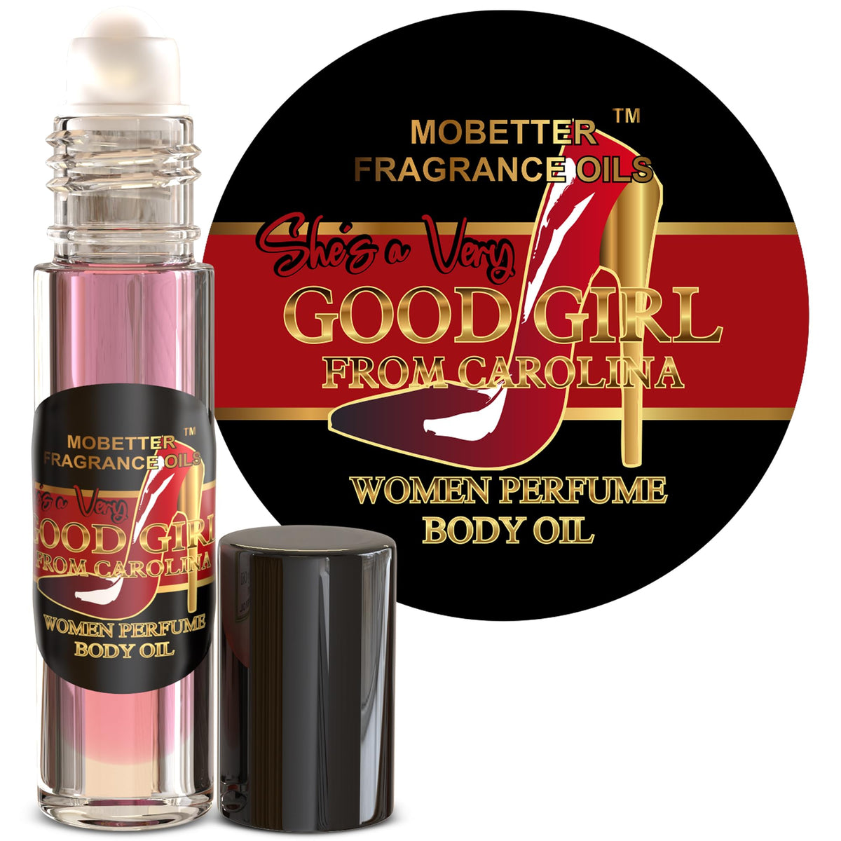 MOBETTER FRAGRANCE OILS roll-on front view showing compact bottle and label, ideal for travel