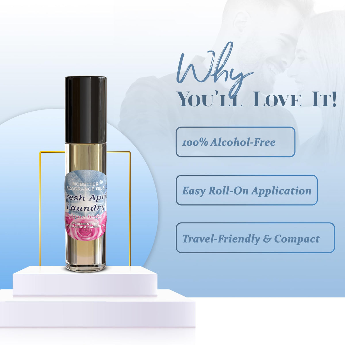 MOBETTER FRAGRANCE OILS held in hand to show travel-size scale and easy portability