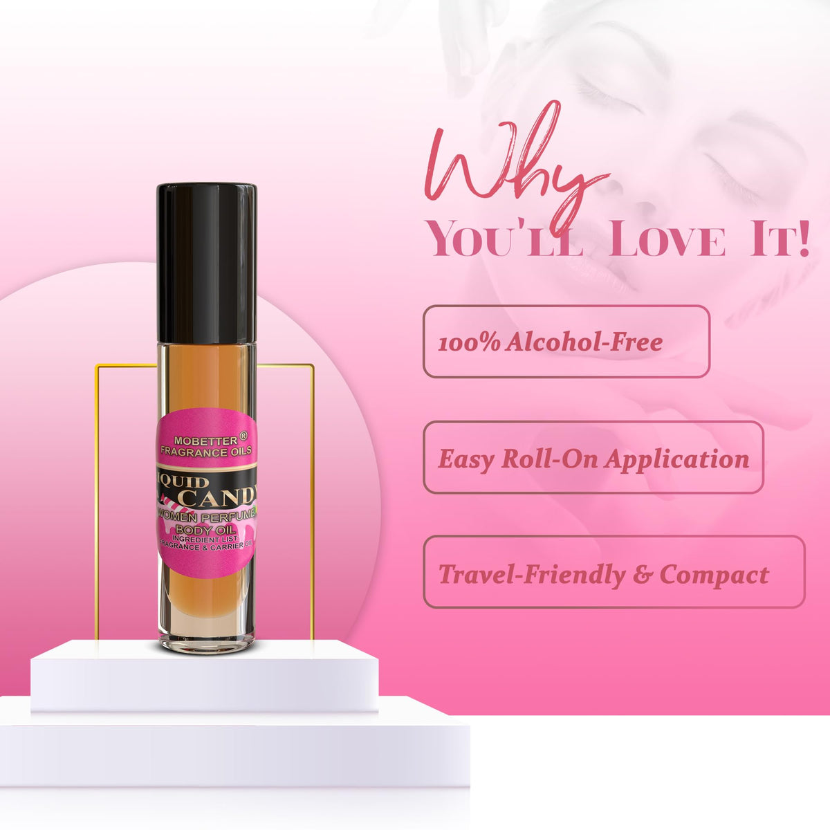 MOBETTER FRAGRANCE OILS oil texture drop demonstrating rich, alcohol-free formulation
