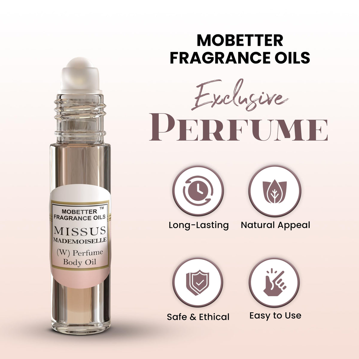 MOBETTER FRAGRANCE OILS roll-on closed, secure cap for travel-friendly fragrance