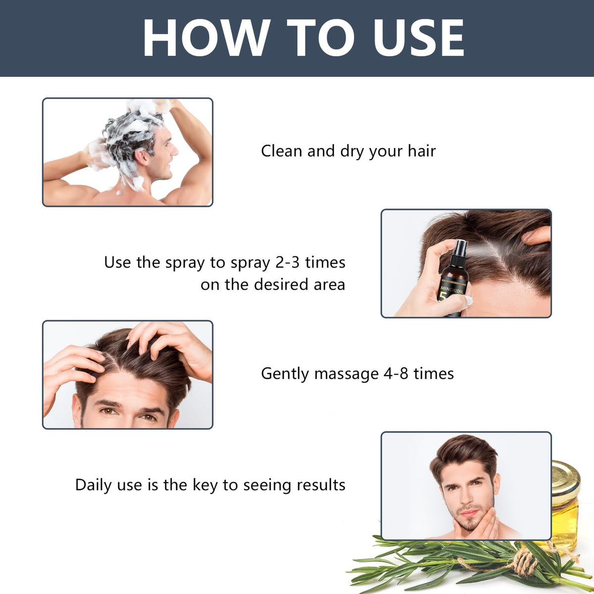 MOC LINK label and ingredients closeup highlighting minoxidil and biotin support