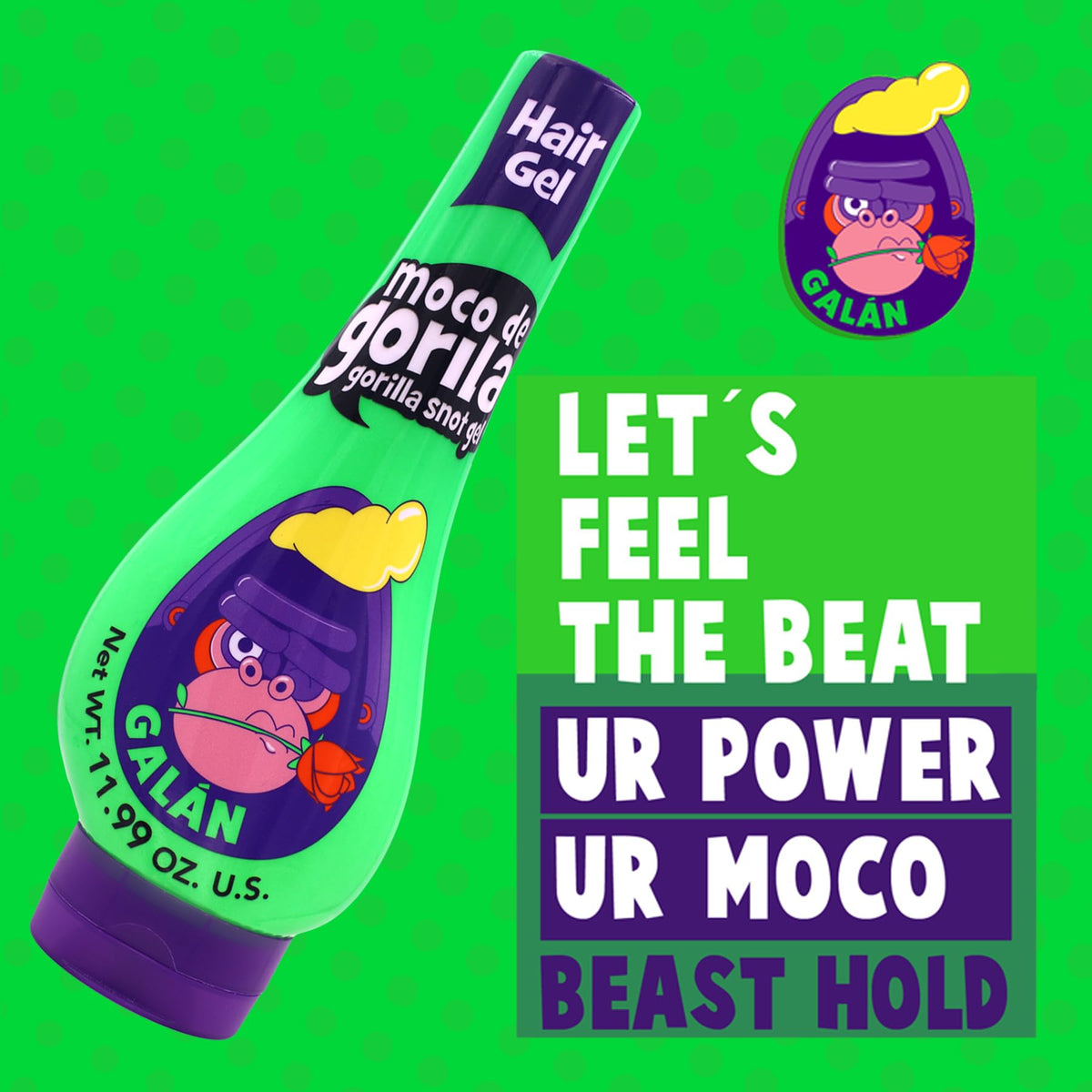 Moco de Gorila gel texture close-up highlighting clear glossy shine and strong-hold consistency
