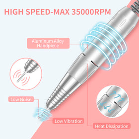MOCOWIND 7 drill bits and 6 sanding bands laid out for versatile nail tasks